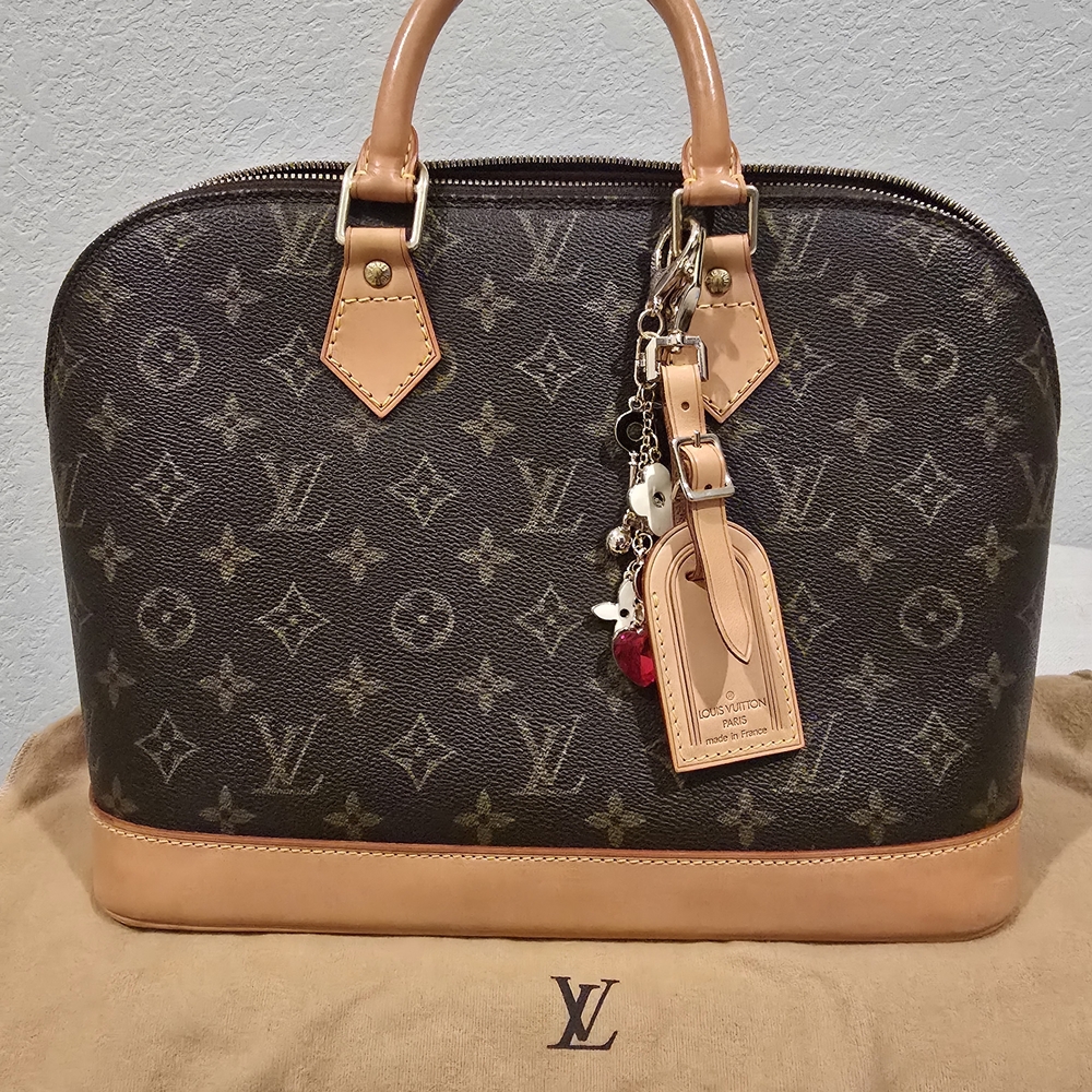 Louis Vuitton Classic Monogram Satchel with Tan Accents